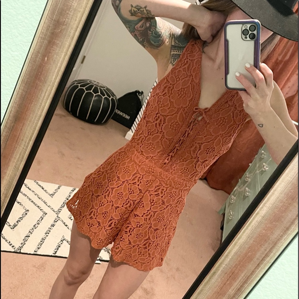 Hollister brand coral/burnt orange romper, S